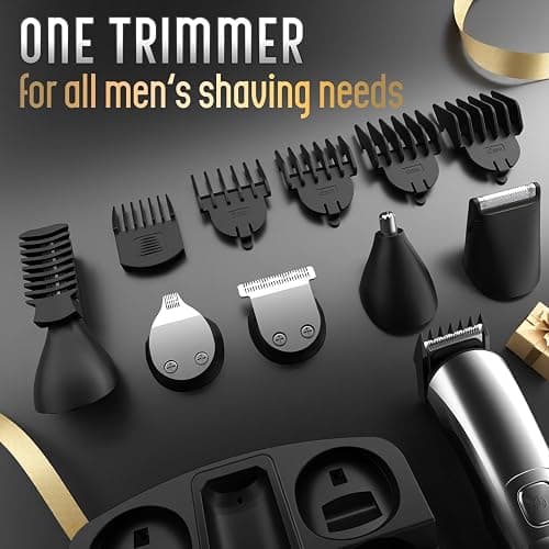 Ufree Beard Trimmer for Men, Waterproof Electric Razor, Grooming Kit | Stainless steel blades, six interchangeable heads, wet and dry use, USB rechargeable, for face body nose ear trimming, silver thumbnail 6
