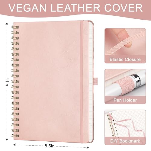 AHGXG Graph Paper Notebook - Spiral Notebook 8.5" x 11", A4 Large Hardcover Leather Journal Grid Notebook, 100 GSM Thick Graph Paper,Journals for School Writing Graphing Engineering Math, Rose Gold - Rose Gold - A4 thumbnail 5