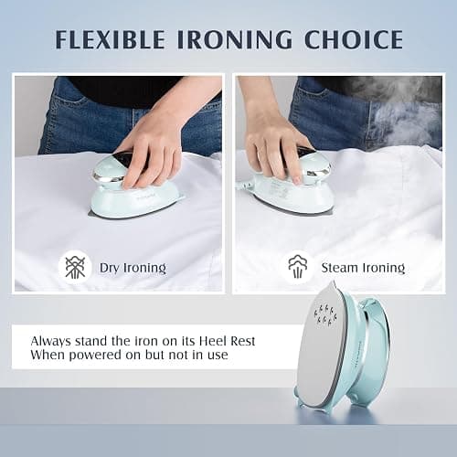 PIOMATIC Travel Iron Mini with Steam for Clothes with Dual Voltage, Portable Mini Ironing Machine with Non-Stick Soleplate, Small Iron for Sewing, Quilting and Handcraft thumbnail 6