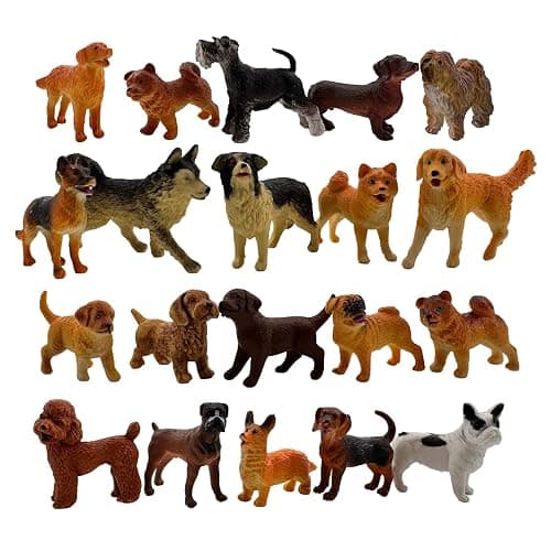 Halloluck 20pcs Mini Dog Figurines, Miniature Dog Figure Hand Painted Tiny Dogs Realistic Detailed Plastic Puppy Figures Cake Toppers Christmas Birthday Gift (Realistic) thumbnail 9