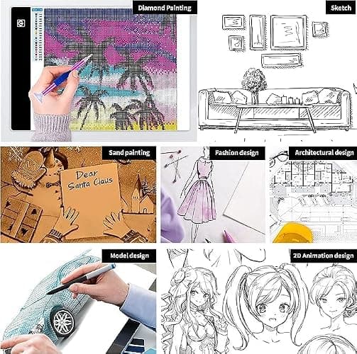 A3 LED Light Pad for Diamond Painting,Ratukall Diamond Art Light Board Kit,Adjustable Brightness Light Box for Tracing with Diamond Painting Accessories and Tools Includes Storage Case, Pens,Stand thumbnail 7