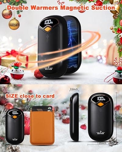 Hand Warmers Rechargeable - Electric Hand Warmer Rechargeable 2 Pack, LED Digital Display, 4 Heat Levels Reusable, USB, Magnetic Portable Handwarmers for Golf/Camping/Hunting, Gift for Women, Men thumbnail 7