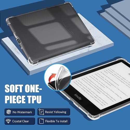 CoBak Clear Case for All-New Kindle Paperwhite 11th Gen 2021 & Signature Edition(6.8") - Lightweight, Scratch-Proof Silicone Back Cover, Clear thumbnail 2