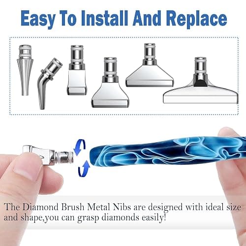 Heyseri Diamond Art Painting Pens, Ergonomic Diamond Painting Drill Pens Tools Accessories, Gem Art Pen Tools with Metal Tips for 5D Craft Nail (Blue) thumbnail 5