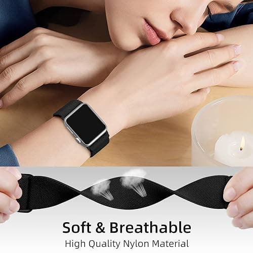 DaQin 3 Pack Stretchy Solo Loop Compatible with Apple Watch Bands for Men 49mm 46mm 45mm 44mm 42mm, Soft Nylon Braided Elastic Strap for iWatch Band Series 11 10 9 8 7 6 5 4 3 SE Ultra 3 Ultra 2 Ultra thumbnail 3