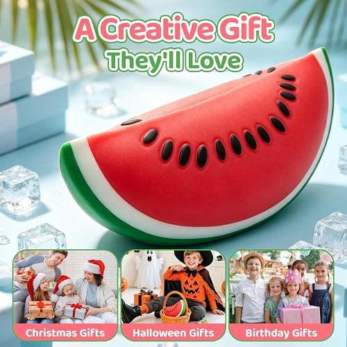 Watermelon Jumbo Squishy Toy, GiantSqueeze Rising Stress Ball, Realistic Fruit Fidget for Adults thumbnail 6