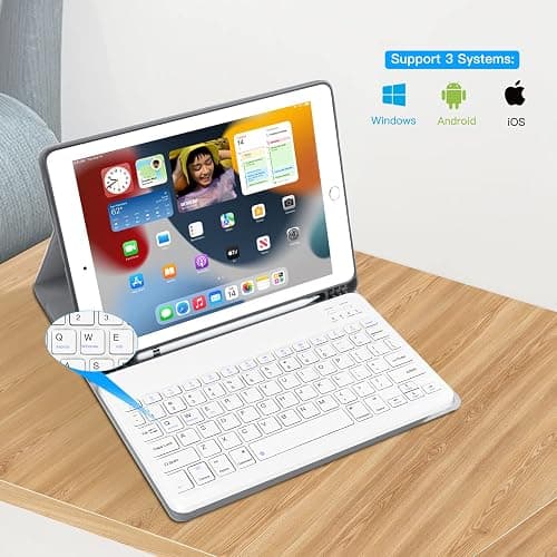 Ultra-Slim Wireless Bluetooth Keyboard for iPad,Tablets & Phones, Portable | Universal Rechargeable Keyboard for iPad 11th/10th/Pro/Air/Mini, Galaxy Tablet, iOS, Android, Windows Devices thumbnail 2