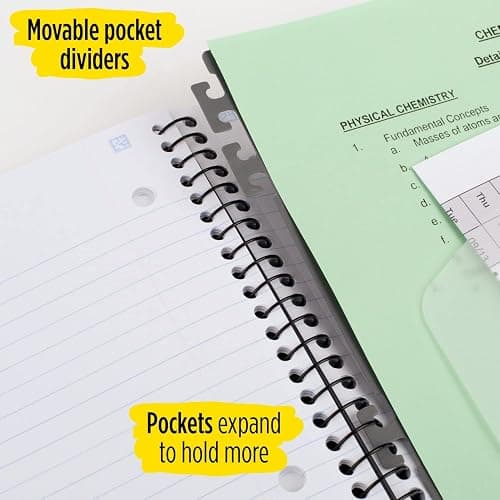 Five Star Advance Spiral Notebook + Study App, 5 Subject, College Ruled Paper, 8-1/2" x 11", 200 Sheets, Spiral Guard, Movable Tabbed Dividers, White (73154) thumbnail 6