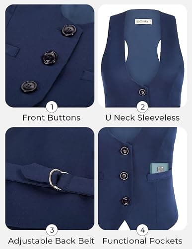 GRACE KARIN Women's Suit Vest Top, Dressy Casual Sleeveless Button Wasitcoat, Fromal Steampunk Blazer For Work Office thumbnail 2