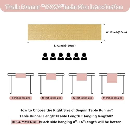 Sugargirl 10 Packs 12 x 72 inches Sequin Table Runner, Glitter Gold Table Runner for Birthday Party Supplies Wedding Holiday Celebration Event Decorations thumbnail 3