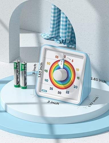 LIORQUE 60 Minute Visual Timer for Kids, Visual Countdown Timer for Classroom Office Kitchen with 'Rainbow' Pattern Design, Pomodoro Timer with Silent Operation (Batteries Included) thumbnail 2