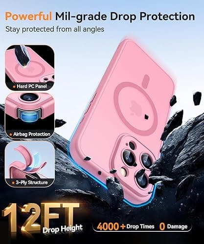 CANSHN Magnetic for iPhone 15 Plus Case, Upgraded [Full Camera Protection] [Compatible with Magsafe] [Translucent Matte] Shockproof Protective Phone Case for iPhone 15 Plus 6.7" - Pink - Pink thumbnail 7