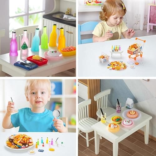 150Pcs Miniature Food Drinks Bottle Toys Mixed for Dollhouse Kitchen Accessories Mini Play Fake Resin Pretend Game Party Tableware 1/12 Doll House Bread Cake Models Micro thumbnail 8