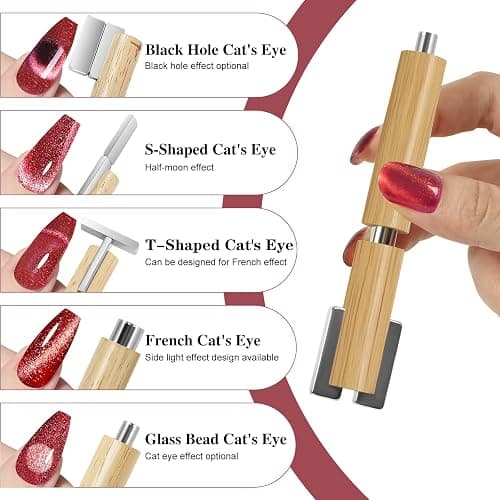 vnjaoi Multifunctional Nail Magnet,Cat Eye Magnetic for Nails,Detachable Design with Solid Wood Shell Protection,Strong Magnet for nails Salon Art Tools(Original Wood) - Original Wood thumbnail 3
