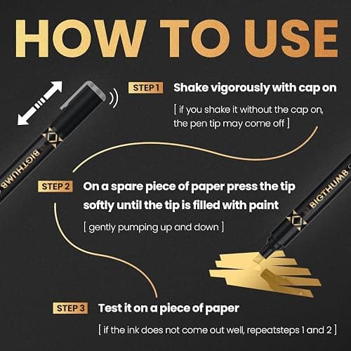 BIGTHUMB 6Pcs Liquid Chrome Paint Markers, Dual Tips Gloss Mirror Marker, Oil-based Permanent Chrome Maker, Reflective Metallic Pen Markers for Repairing, Model Painting DIY Art Projects thumbnail 6
