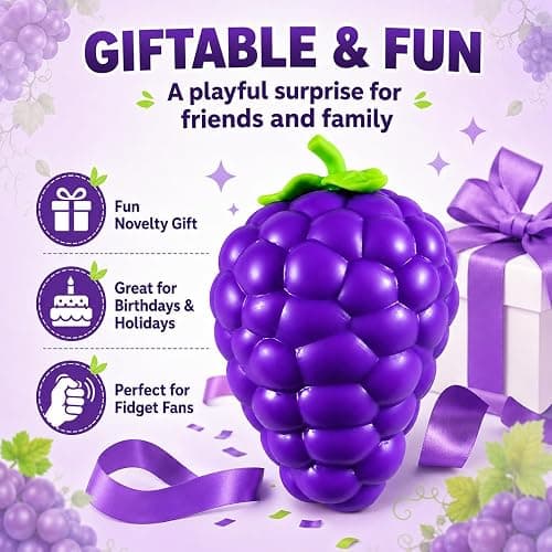Giant Grape Squishy Toy, Slow Rising Stress Relief for Adults | Super Soft Slow Rising Grape Stress & Anxiety Relief Toy Durable, Washable, Reusable Great Gift thumbnail 7