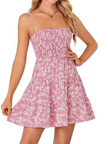 Rooscier Women's Summer Dresses Sleeveless Ruffle Floral Print Beach Boho Mini Sundress thumbnail 4