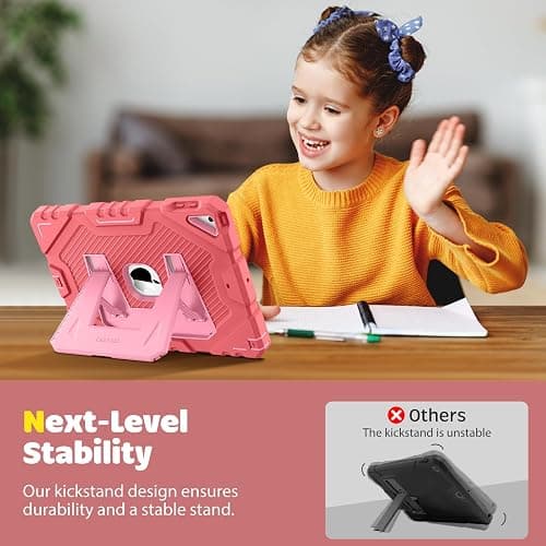 Fintie Case for iPad 9th Generation (2021) / 8th Generation (2020) / 7th Gen (2019) 10.2 Inch, Fully-Body Rugged Heavy Duty Shockproof Protective Case with Built-in Kickstand for Kids, Pink thumbnail 5