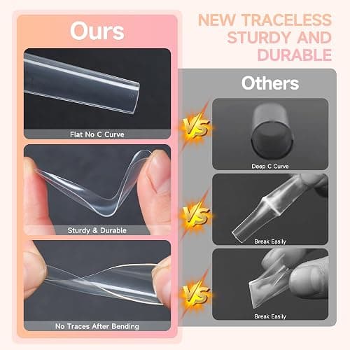 AKA Unicorn Square Gel Nail Tips, 240Pcs Pre-Shaped Full Cover Clear False Nail Tips for Nail Extensions, Long Square Nails Clear Press On Nails for Salon & Home DIY 12 Sizes thumbnail 6