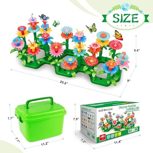 SpringFlower Toys for Girls 3 4 5 6 7 Years Old, Flower Garden Building Kit with Storage case,Educational STEM Toy and Preschool Garden Play Set for Toddlers, for Kids,148pcs thumbnail 3