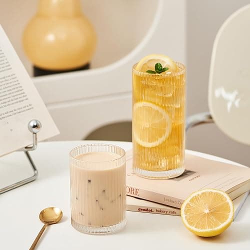 Eden & Willow Striped Highball Glasses | Durable and Stylish, Tumblers for Cocktails, Hot and Cold Drinks (Set of 6, 250ml) thumbnail 2