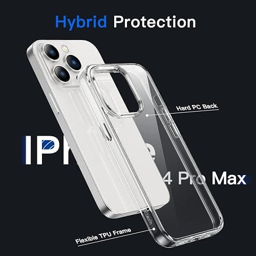 JETech Case for iPhone 14 Pro Max 6.7-Inch, Non-Yellowing Shockproof Phone Bumper Cover, Anti-Scratch Clear Back (Clear) thumbnail 3