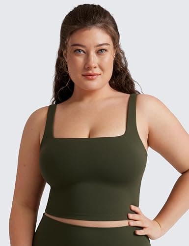 CRZ YOGA Butterluxe Square Neck Crop Tank Tops for Women - Workout Longline Sports Bras Padded Yoga Camisole thumbnail 6