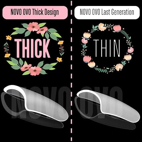 NOVO OVO Upgraded Extra Thick Short Duck Feet Nail Tips Full Cover for Press on Acrylic, Clear Pre-Etched Matter Flare Wide French Soft Gel Fake False Nail Extension Full Coverage x 12 Sizes 360 pcs thumbnail 2