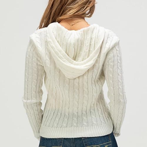 Women Zip Up Hoodie Y2k Vintage Long Sleeve Knitted Sweater 90s Knitwear Coat Jacket Streetwear thumbnail 6