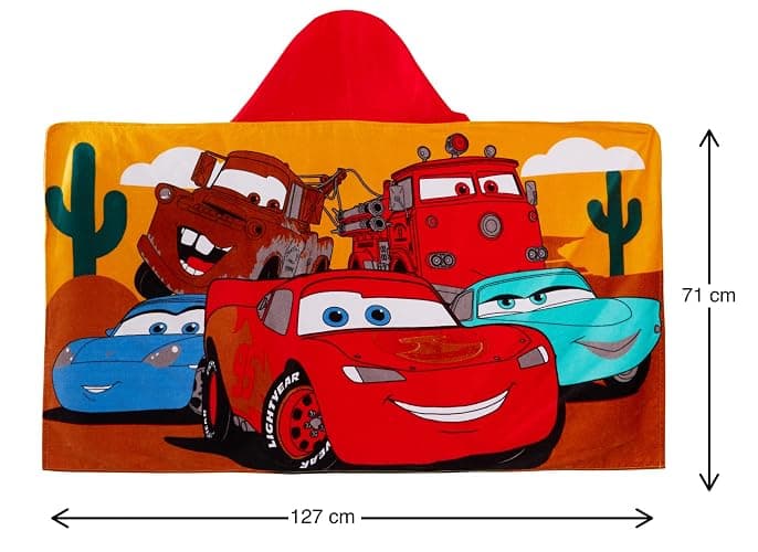 Disney Cars Hooded Towel 100% Cotton Kids Dress Up Lightning McQueen Poncho Beach Bath Towel Swimming Wrap thumbnail 4