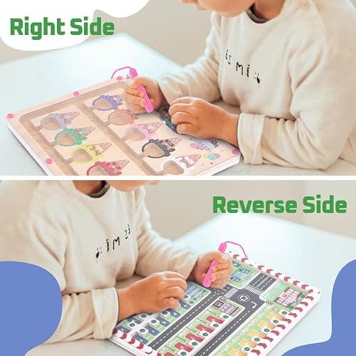 2 in 1 Magnetic Color and Number Maze,Alphabet Maze,Montessori Toy for 3-6 Years Old,Wooden Magnet Balls Puzzles,Toddler Busy Board Game,Preschool Learning Activities,Christmas & Birthday Gift for Kid thumbnail 6