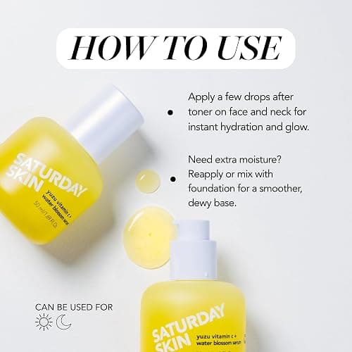 Saturday Skin Yuzu Vitamin C Serum-Brightening Hydrating Anti-Aging Serum with Hyaluronic Acid Peptides Niacinamide Plumping Glass Skin for Uneven Tone Dark Spots Korean Skin Care (50 ml) thumbnail 6