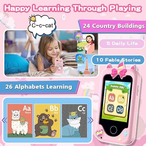 Kids Phone Toys for Girls, 3 4 5 6 7 8 Year Old Boys Girls Christmas Birthday Gifts for Kids, 2.8" Touchscreen Smartphone Toddler Cell Phone, Children Play Toy Phone with Camera, Game, Music, 8GB Card thumbnail 4