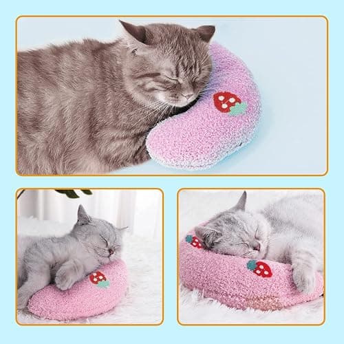 Whimsicalfox Cat Pillow for Indoor Cats, Ultra Soft Fluffy Cat Calming Pillow, Half Donut Cuddler with Cute Embroidery Pattern Providing Support of Pet Neck, Machine Washable thumbnail 8