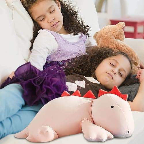 OSOCU 1.4 LB Weighted Stuffed Stegosaurus Animals Plush - 16 Inch Squished Long Dinosaur Jumbo Pillow - Kawaii Plushies Hugging Toy Gifts for Kids - Soft Pink Dino Stuffed Animal Toy (Stegosaurus) thumbnail 5