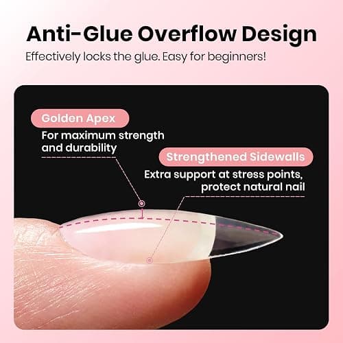 Beetles Gel Nail Tips Curve-EX - Almond Medium, 320pcs 16 Sizes, Etch-X Half Matte Full Cover Soft Acrylic False Press on Nail Tips Easy DIY Nail Extension Art Salon for Curved & Natural Nail Beds thumbnail 7