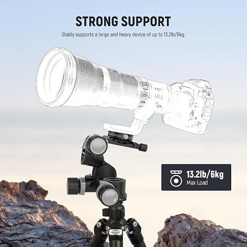 NEEWER 3 Way Geared Tripod Head with 360° Panoramic Arca QR Plate, Millimeter Micro Adjustment, Aluminum Alloy 3 Axis Pan Tilt Head with Quick Switch Large & Fine Dual Modes, Max Load 13.2lb/6kg, TH15 thumbnail 7