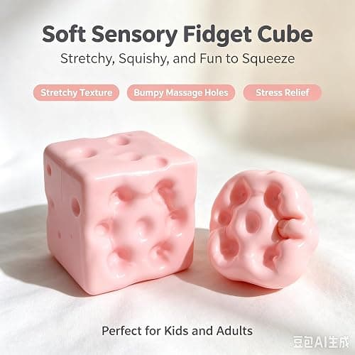 Crunchy Cheese Squishy Asmr Bead Filled, Pink Cheese Squishy - Squeeze Luck Cheese Squishies Skin Soft (Pink) thumbnail 2