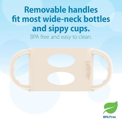 Dr. Brown's Milestones Wide-Neck Sippy Spout Bottle with 100% Silicone Handles, Easy-Grip Handles with Soft Sippy Spout, 9oz/270mL, Light-Pink & Ecru, 2-Pack, 6m+ thumbnail 7