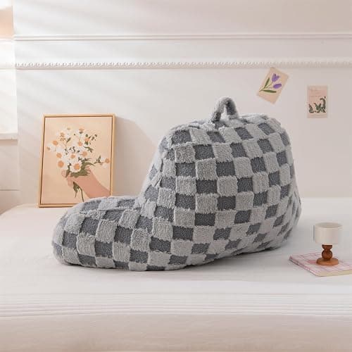 Aimuan Reading Pillow Checkered Bed Rest Wedge Backrest Checkerboard Pillow with Arms Back Support for Sitting Up in Bed Cushion Incline Rest Sleeping Snoring Pillow (Grey,Large) thumbnail 2