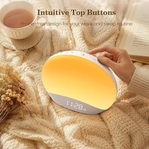 REACHER Sound Machine Sunrise Alarm Clock with Night Light for Bedrooms | 26 Nature Inspired Sleep Sounds, 0-100% Dimmable Clock, Sunrise Lamp, Wake Up Light, Brown/Pink/White Noise for Baby, Kids thumbnail 7
