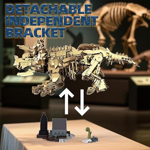 Myth Qholve Triceratops Fossil Skeleton Building Block Set Movable Dinosaur Model with Articulated Joints Educational STEM Construction Toy for Kids & Collectors thumbnail 5
