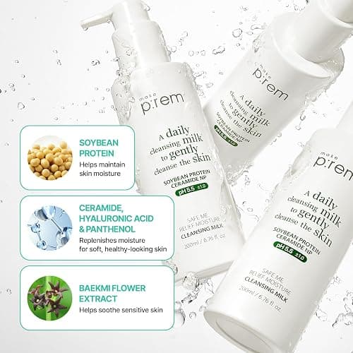 MAKE P:REM Safe Me. Relief Moisture Cleansing Milk, 3.38 fl.oz. (Refill) | Hydrating Face Wash, Gentle Milk Cleanser for Sensitive Skin with Soy Protein, Korean Face Wash thumbnail 7