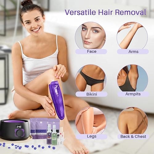 BLITZWAX Brazilian and Bikini Waxing Kit for Women, Hard Wax Warmer for Face, Legs and Body, At Home Hair Removal Kit, Beginner Friendly, Digital Fast Heating, 51 Wax Items thumbnail 4