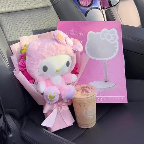 Impressions Vanity Hello Kitty Tabletop Mount LED Rechargeable Makeup Mirror with 360 Degree Rotation, Touch Sensor Desk Mirror with Light Strip and Adjustable Brightness thumbnail 8