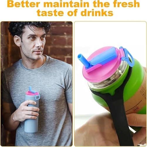 Soda Can Lids Reusable Covers – 4 Pack Snap-On Can Covers with 4 Small Straws & 4 Large Straws, Spill-Resistant Reusable Can Caps for Soda & Beer Pop Cans, Outdoor, Travel & Events, Keeps Drinks Clean thumbnail 4