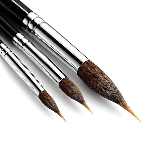 KOVIEDE Watercolor Brushes Set 3Pcs Extended Needle Point Brushes Synthetic Extra Pinhead Brush for Fine Detailing, with Belly Reservoir for Continuous Painting & Broad Washes Great for Artists - Image 1