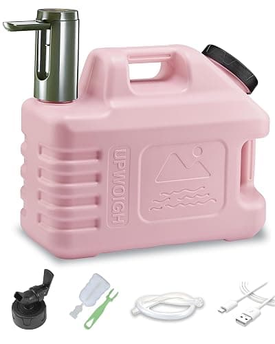 UPWOIGH 5 Gallon Water Jug with Rechargeable Touch Pump | Coral Pink, Screw-Lock Leakproof Design, Nature-Inspired Carving, Type-C Rechargeable, Camping Hiking Use - Image 1