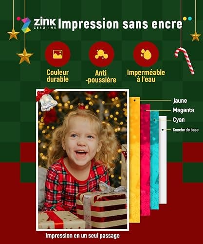 Liene Pearl K100 Mini Imprimante Photo pour iPhone, 2x3 Imprimante Photo Portable avec 50 Zink Papiers à Dos Collant, Bluetooth 5.0, Compatible avec iOS & Android, Application Dédiée (Blanc) thumbnail 4