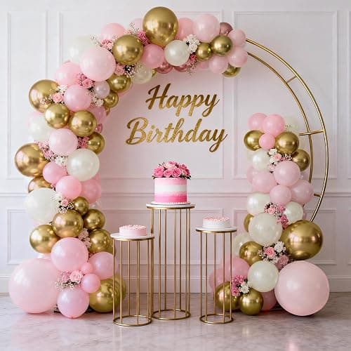Pink and White Gold Balloon Arch Kit, Double Stuffed Pearl White Pastel Light Pale Pink Champagne Gold Balloons Garland Kit for Wedding Bridal Shower Birthday Party Decorations for Women thumbnail 7